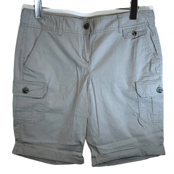 LOFT Pants - LOFT Bermuda Shorts Womens 10P Modern Gray Roll-Up Cuffs Cargo Pockets Cotton